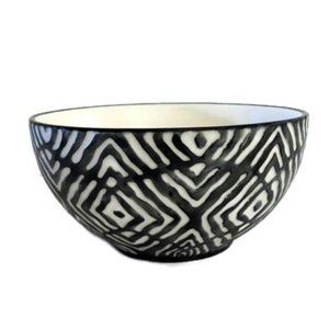 New Paper Destiny Carved Pottery Cereal Bowl Black White